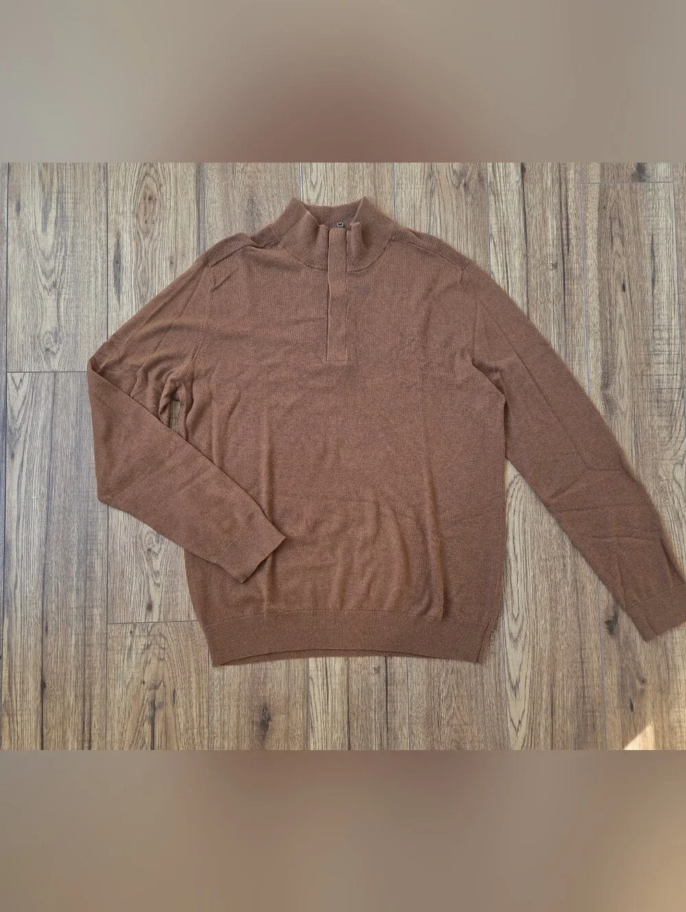 Banana Republic Men's Brown Quarter-Zip Knit Sweater Size L